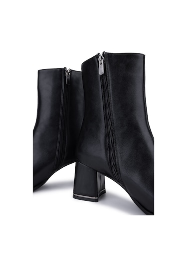 Tamer Tanca Kadın Suni Deri Siyah Deri Topuklu Bot 889 9203 Bn Bot Sk25-26 Sıyah Dr Siyah