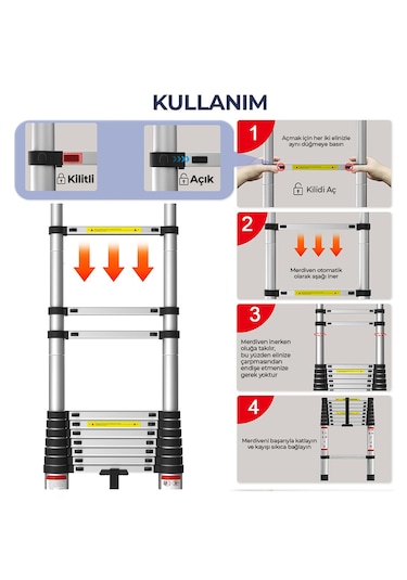 Robo Paslanmaz Çelik Katlanır Merdiven 5.9 Metre 1 Adet