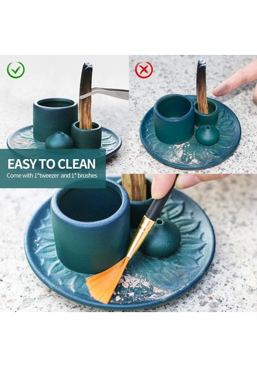 Reedark El Yapımı Çok Amaçlı Seramik Tütsülük - Mavi - 4'ü 1 Arada Tasarım