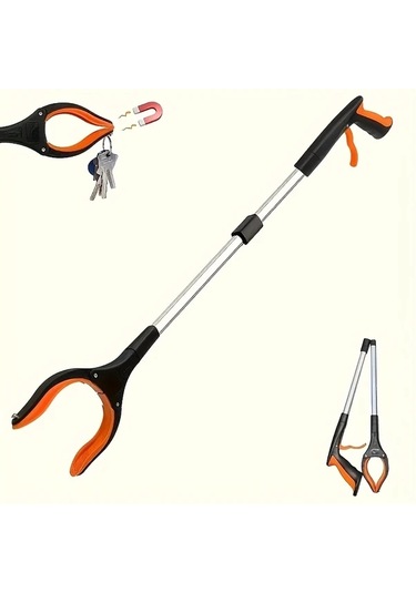 Cordial Yeşil 33 İnç Katlanır Yaşlı Tutma Aleti, Hafif Uzatılabilir 360 Döner Makas Ağız Çöp Toplama