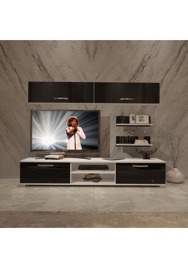 Decoraktiv Eko 5 Mdf Dvd Tv Ünitesi Tv Sehpası Beyaz - Siyah