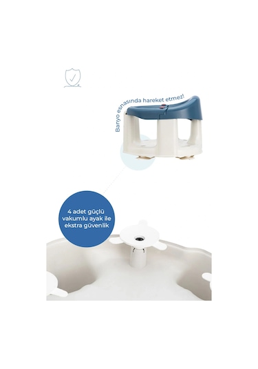Babyjem Önden Açılır Mama Sandalye Oturağı Ve Minderi - 2 ' Li Set İndigo Mavi