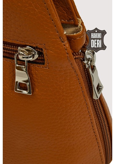 Hakiki Deri Kadın Deri Omuz Çantası Taba Smr562 Taba