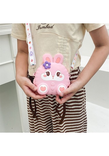 Karikatür Tavşan Silikon Çanta-pembe Pembe