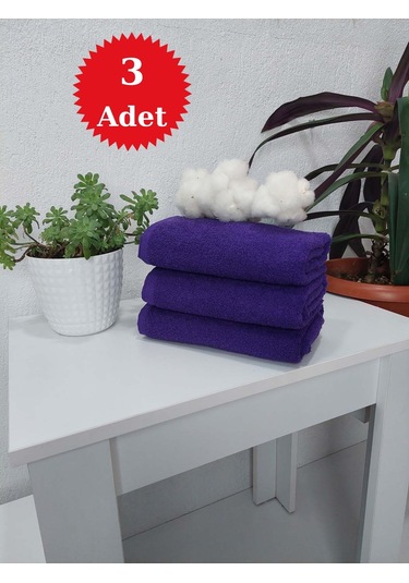 Berber Havlusu Sporcu Havlusu Yüz Havlusu Mor 50x90 Cm 3 Lü
