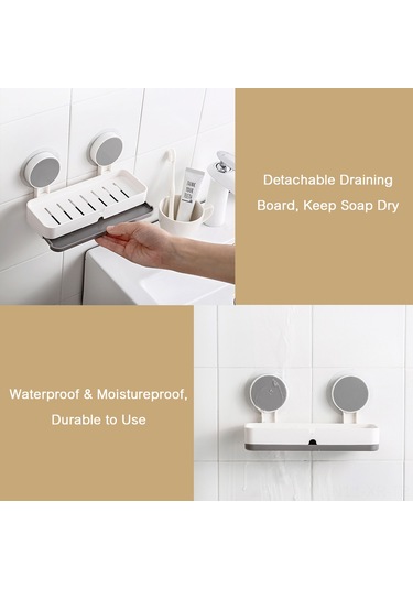 Xiyyadms Banyo Mutfak Sabun Shampoo Konseptörü - İki Katlı Su Tükenen Tasarım - Deliksiz Özel Yapışkan Montaj - 3kg Yük Taşıma Kabiliyeti Beyaz