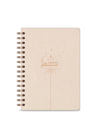 A5 Spiralli Süresiz Planlayıcı Ajanda - Bej Bej