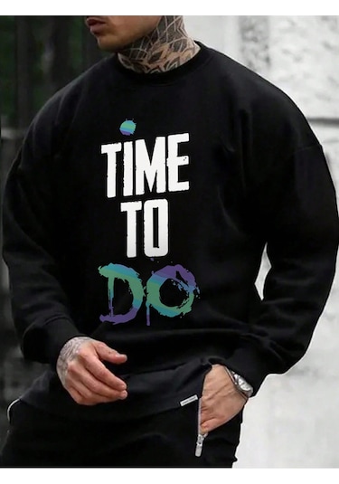 Adrift Slogan Graphic Drop Shoulder Sweatshirt Siyah Siyah
