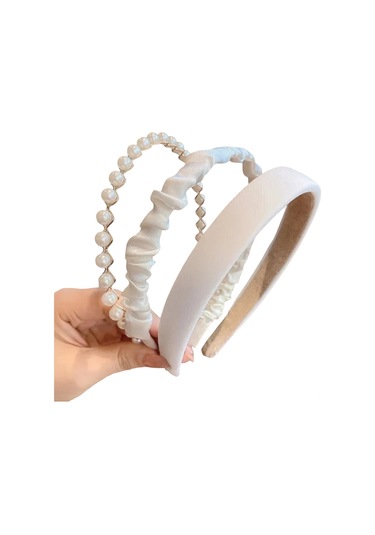 Vkemall 3'lü İpek Ve İncili Saç Kayışı Seti - Kadınlar İçin Şık Ve Fonksiyonel Saç Aksesuarı