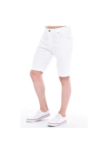 Cedy Denim Erkek Kot Şort Slim Fit Jean Şort - C342 Beyaz
