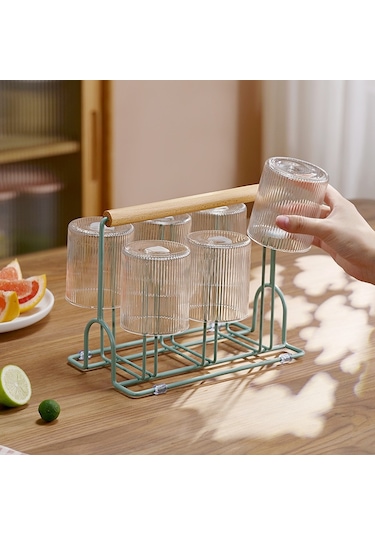 Ev Tipi Cam Bardak Ters Drenaj Rafı Siyah