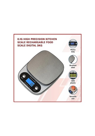 Ximistore9 Yüksek Hassasiyetli 3kg Mutfak Terazi, 0.1g Doğruluk, Usb Şarj Edilebilir, Çoklu Ölçü Birimi Çok Renkli