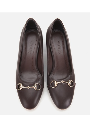 Hotiç Kadın Kahverengi Gold Tokalı Kalın Topuklu Ayakkabı 01ayh314840a480 01ayh314840a480 Kahverengi