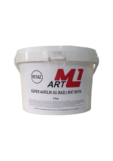 M1 ART Süper Akrilik Su Bazlı Mat  Boya 3.kg Ahşap  Tuval