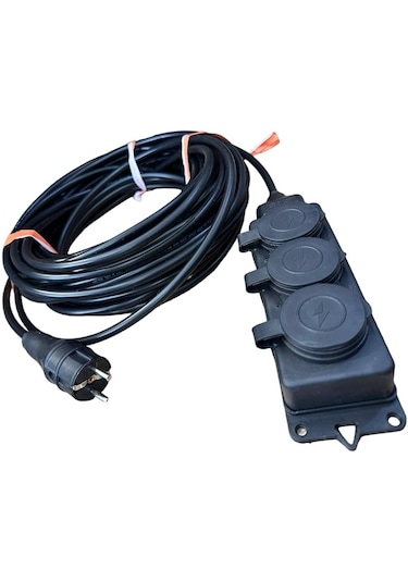 20 Mt 3'lü Grup Priz 3x2,5 Mm Cca Ttr Siyah Topraklı Kauçuk