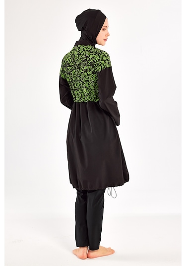 Spor Likra Tam Kapalı Tesettür Mayo Selına 1217 Siyah Siyah02 Siyah
