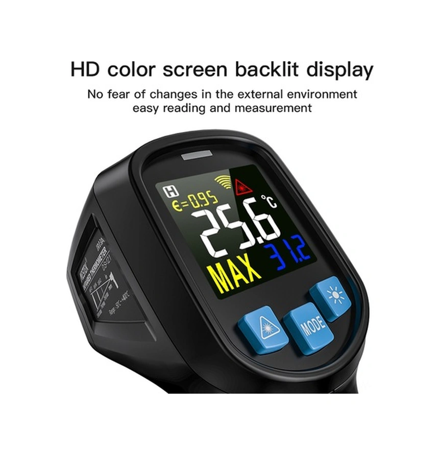 Tongxida Mestek Ir03a El Tipi Dijital Termometre -50 400 C, Emisyon Oranı Ayarlanabilir, Maks/min Alarm, Pil Hariç