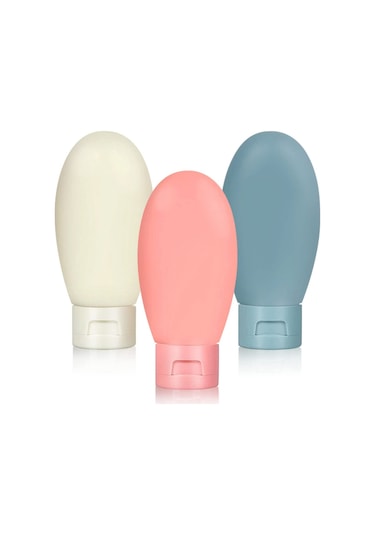 Doldurulabilir Şampuan Krem Saç Kremi Losyon Şişesi 3'lü Çantalı Çok Renkli