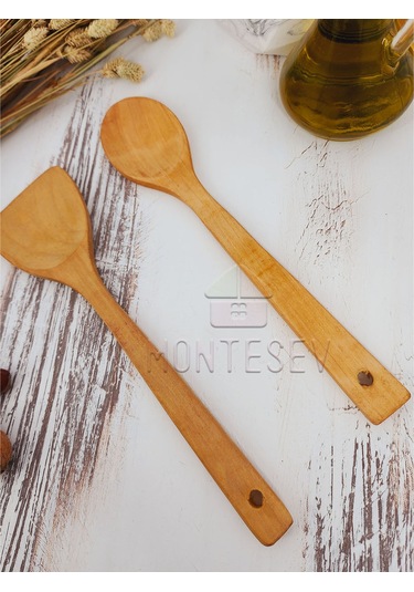 Ahşap Tahta Mutfak Kaşık Seti 2 Parça Kayın Şimşir Ağacı 2-6