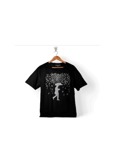 Playıng Musıc In The Raın Nota Yağmuru Şemsiye Çocuk Tişört