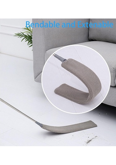 Geeksen Uzatılabilir Gömlek Altı Temizleme Aleti - Ultra İnce Lif Fırça, Ev İçi Toz Temizliği, 1.4m Boyunda, Toz Fırçası + Kumaş Örtü + Gömlek Kolu Seti Gri