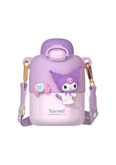 Lyon Ruyı 430ml Paslanmaz Çelik Çocuk Yalıtım Kabı Yalıtım Karikatür Saman Sürahi Su Isıtıcısı Mor