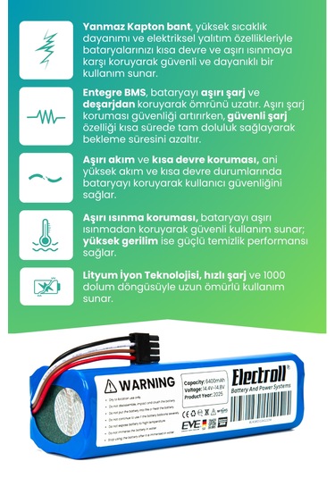 Xiaomi Robot Vacuum S20 Plus Uyumlu Batarya 6400mah