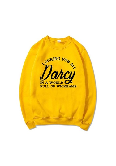 Sarı Benim Darcy Kazak'ımı Arıyorum Jane Austen Fan Kapüşonlu Kazak Wickhams Top'la Dolu Bir Dünyada Gurur Ve Önyargı Kazak Sarı