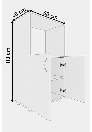 Kapaklı Raflı Mikro Dalga Fırın Dolabı Beyaz