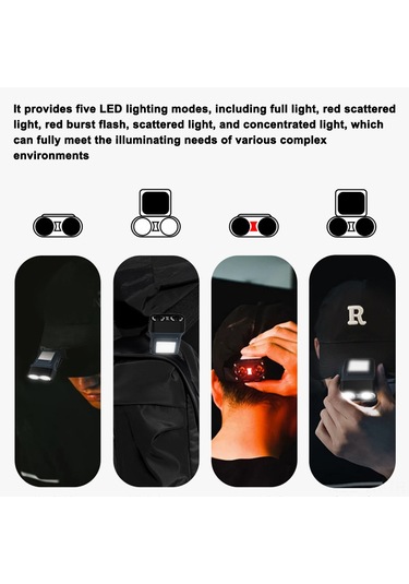 Vkemall Kafaüstü Ve Şapka Klipsü Led Feneri, 5 Işık Modu İle Sürekli Parlaklık, 1500mah Pil Ve Ipx4 Su Geçirmezlik