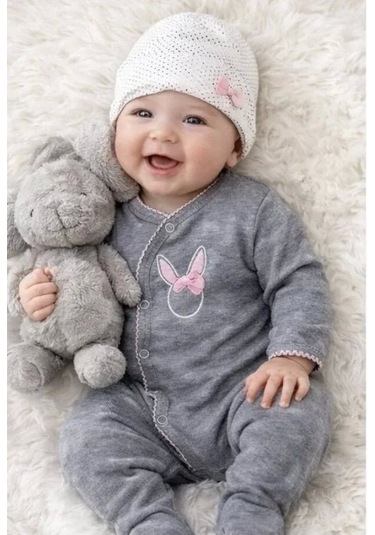 Cojans Sevimli Tşan Desenli Kız Bebek 4 Lü Tulum Seti Çok Renkli