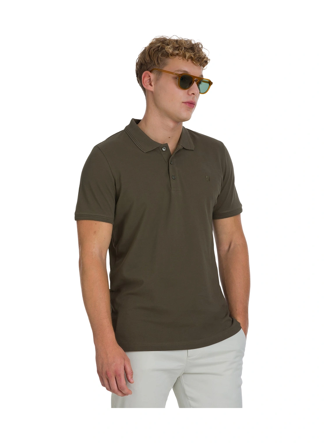 Hatemoğlu Haki Regular Fit 100% Pamuklu Polo Yaka Tişört 35220 497062