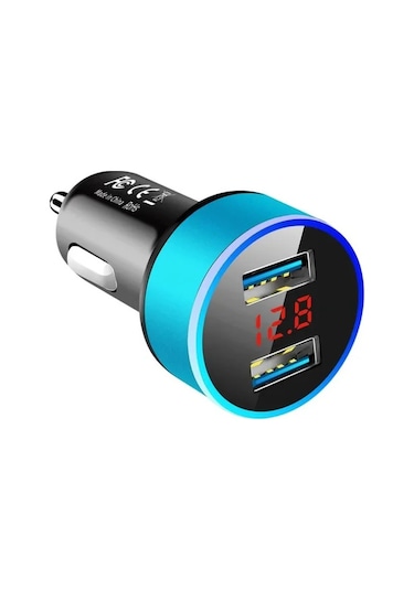 3.1a Çift Hızlı Şarj Cihazı Çakmak 2 Portlu Usb Araç Soketi Po Mavi-çin