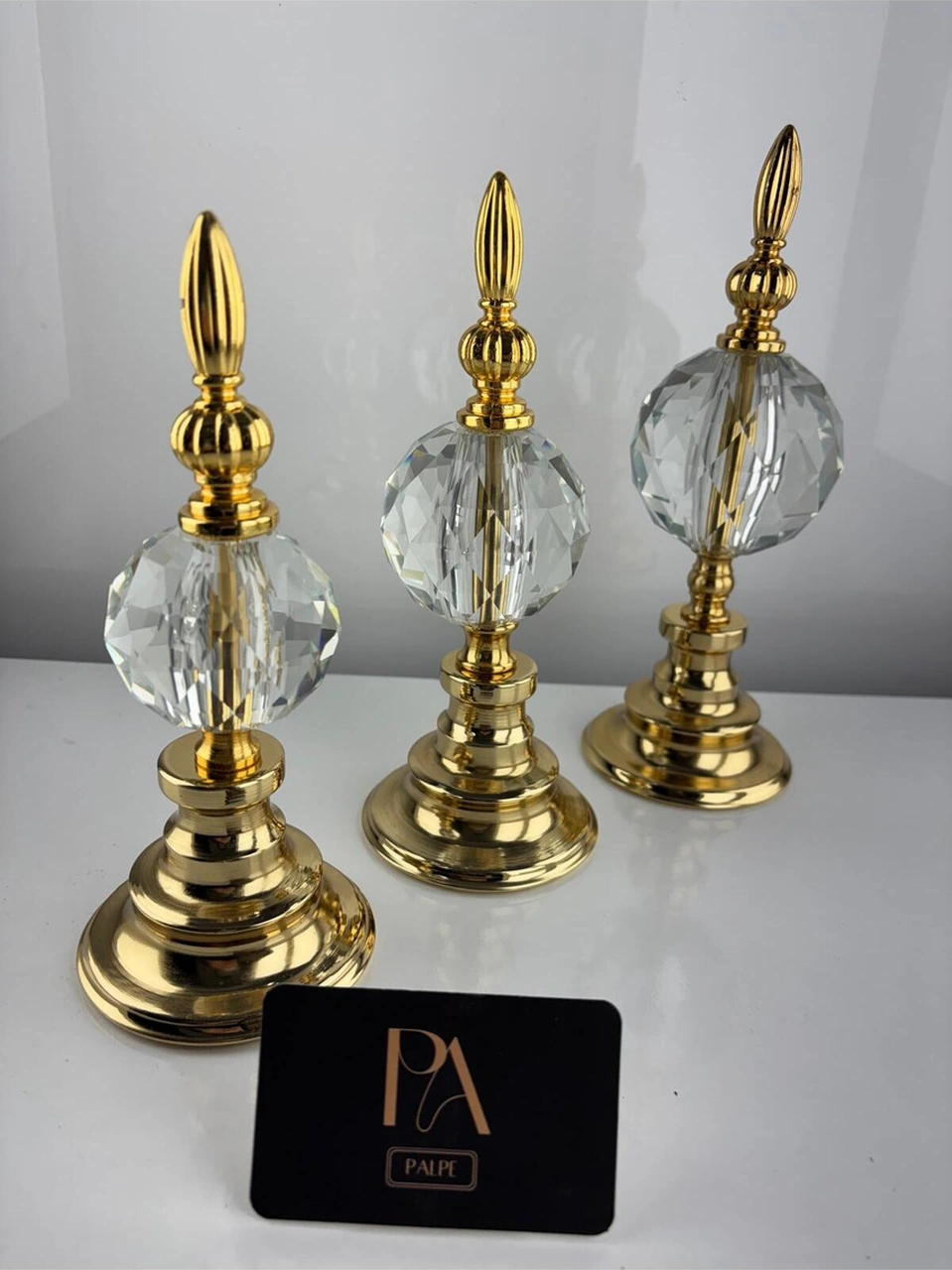 Gld Kristal 3lü Metal Dekoratif Obje Biblo Süs Eşya Salon Aksesuar Tv Sehpa Masa Konsol Ofis Salon Dekor