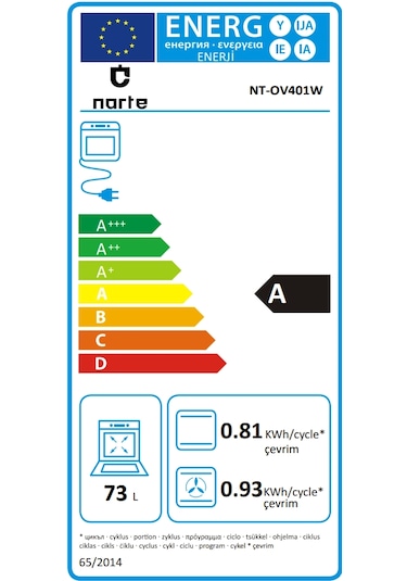 Narte NT-OV401W 73 L Ankastre Fırın Beyaz