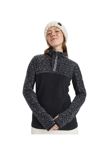 Roxy Kadın Polar Sayna Half Zip Siyah Renkli Renkli Çok Renkli