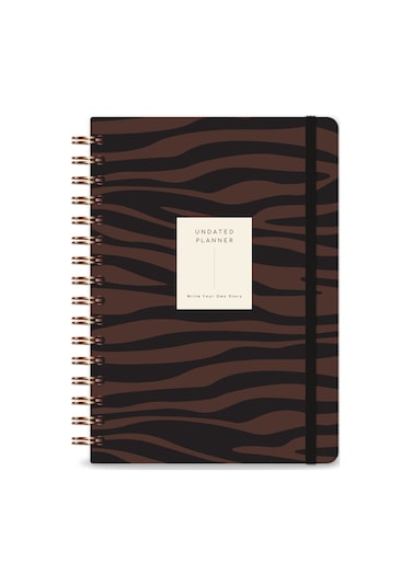 A5 Spiralli Süresiz Planlayıcı Ajanda Kahverengi Zebra Kahverengi Zebra