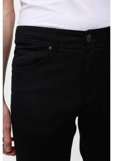 Süvari Siyah Slim Fit 5 Cep Kalıp Armürlü Kanvas Pantolon-35416 Siyah
