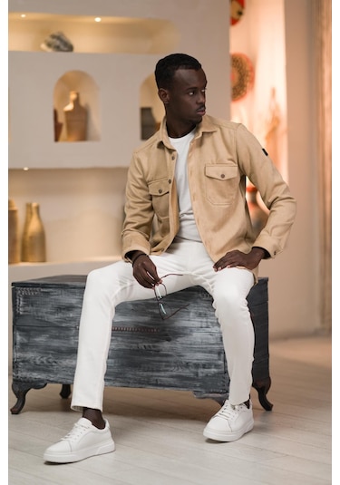 Advante Regular Fit Likralı Çift Cepli Pamuklu Astarsız Kadife Gömlek 001