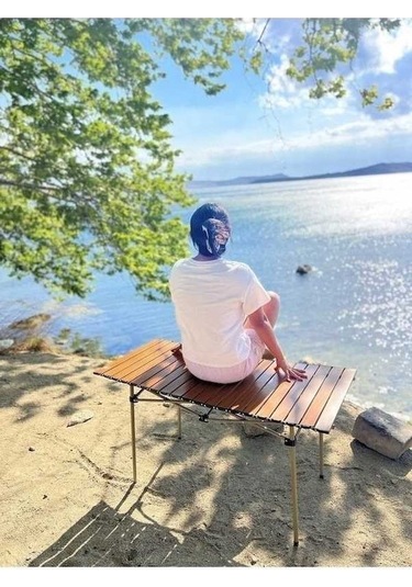 Pazly Alüminyum Kamp Masası Xl 95x55x50cm Kahverengi, Katlanabilir, Uygun Tüm Kamp Meraklıları İçin Kahverengi