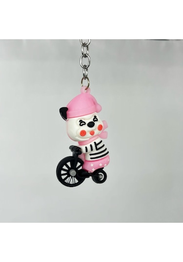 Pembe Bisikletli Silikon Bileklikli Anahtarlık/çanta Süsü