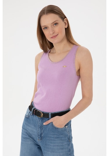 U.S. Polo Assn. Kadın Lila Bisiklet Yaka Triko Tişört 50306480-VR034