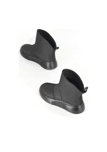 Paris Siyah Kare Likra Günlük Bot-siyah Siyah