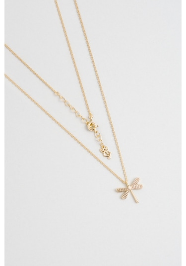 So Chic Minimal 18 Ayar Sarı Altın Kaplama 45 Cm Gümüş Yusufçuk Kolye Sarı