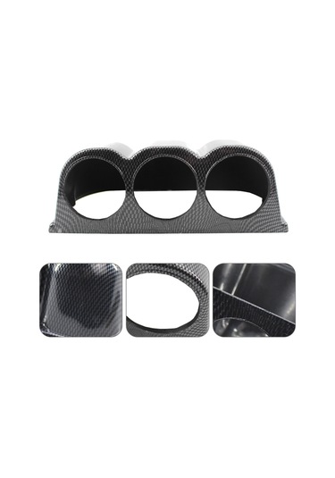 Skycity Araba İç Dekoru 52mm 3 Lü Gauge Paneli, Karbon Fiber Desenli Sabit Tutucu, Kolay Kurulum, Dayanıklı Abs Malzeme