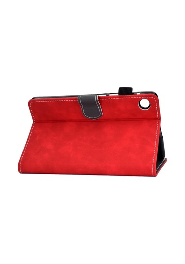 Samsung Galaxy Uyumlu Tab A9 Cowhide Doku Yatay Flip Deri Tablet Kılıfı