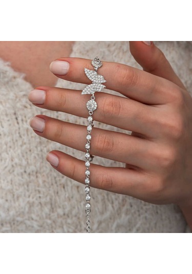 Artsmagazinmücevher Gümüş Zirkon Taşlı Kelebek Kadın Bileklik