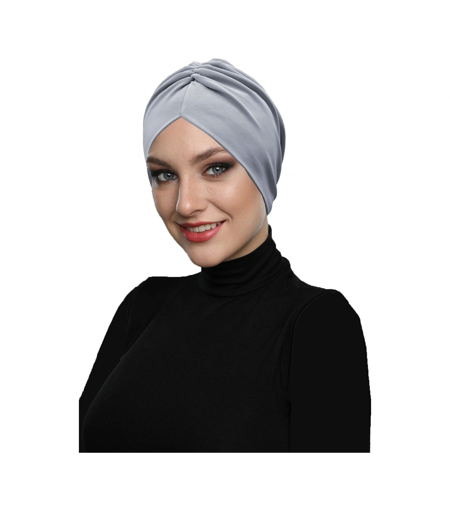 Büzme Çift Taraflı Açık Gri Hazır Türban Tesettür Havuz Bonesi Açık Gri