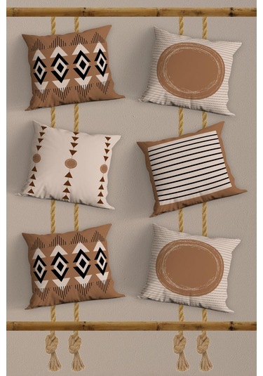 Belle Benoit Baskılı Dekoratif 6'lı Koltuk Kırlent Kılıfı Desen32