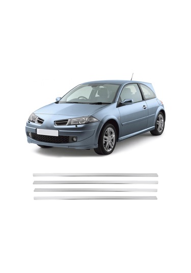 Renault Megane 2 HB Uyumlu 2004-2010 Krom Cam Çıtası 4 Parça Paslanmaz Çelik
